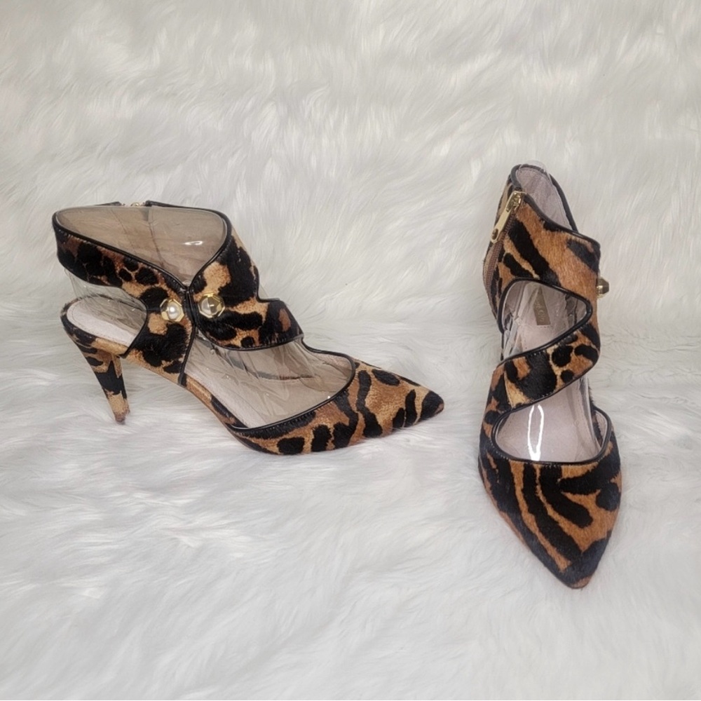 Louise et Cie Lo Jara GORGEOUS cow hair leopard animal print heels. NWOB